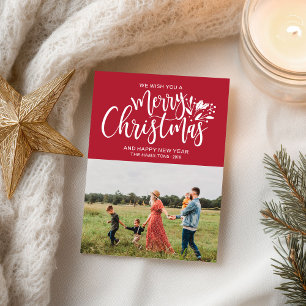 Cartão Postal Family Photo Christmas Red