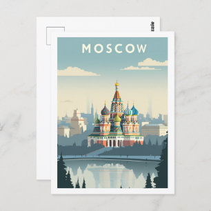 Cartão Postal Famoso local de Viagens vintage na Rússia de Mosco