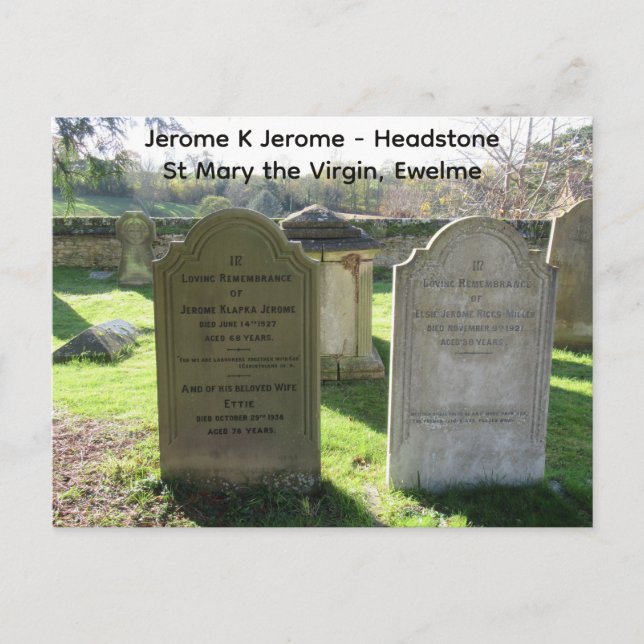 Cartão Postal Famosos autores Jerome K Jerome Headstone,  (Frente)