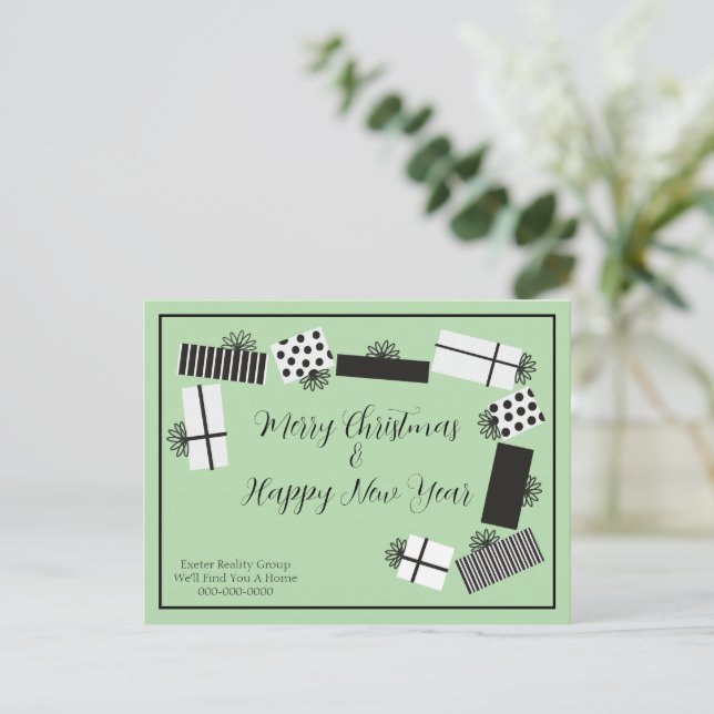 Cartão Postal Fancy Gift Boxes Corporate Photo Holiday Postcard (Em pé/Frente)