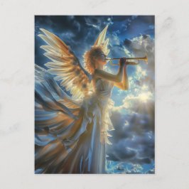 Cartão Postal Fanfarra Celestial Anjo Tocando Trombeta