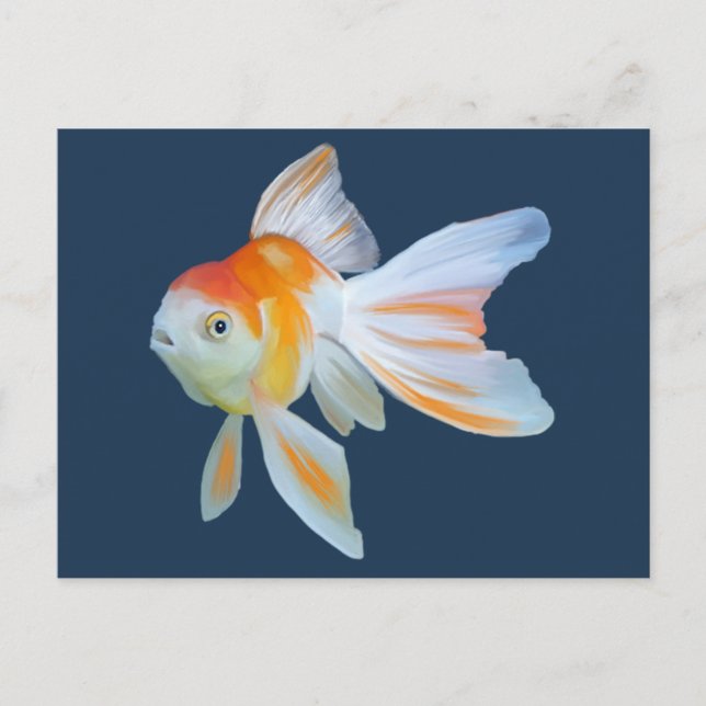 Cartão Postal Fantail Goldfish Watercolor (Frente)
