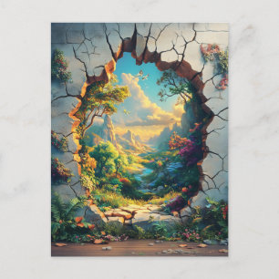 Cartão Postal Fantasia através de um Design de Muro rachado