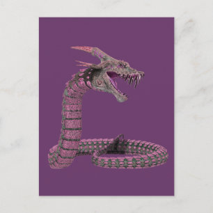 Cartão Postal Fantasia Criatura Rosa Púrpura