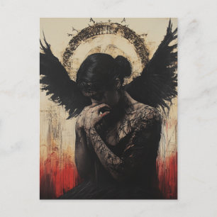 Cartão Postal Fantasia de Anjo Negro Triste