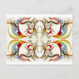 Cartão Postal Fantasia de Árvores e Pássaros