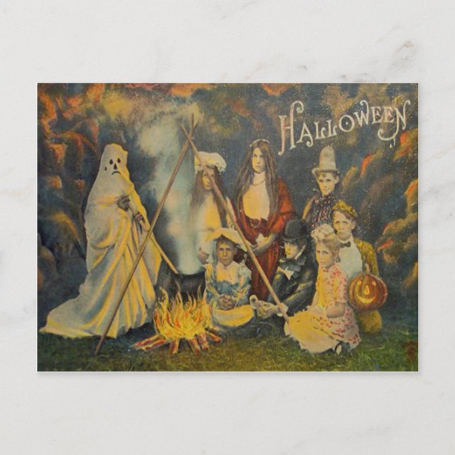 Cartão Postal Fantasia de Cowboy Fantasma Abóbora Jack O Lantern (Frente)