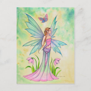 Cartão Postal Fantasia de Fada de Borboleta de Primavera Arte