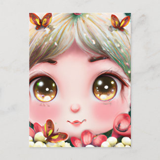 Cartão Postal Fantasia Detalhada Cura Kawaii Baby Woodla