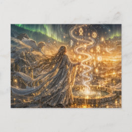 Cartão Postal Fantasia Élfica Dourada Luz Impressionista Fantasi