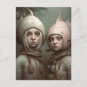 Cartão Postal Fantasia Fada Conserta Crianças Com Chapéus De Pei