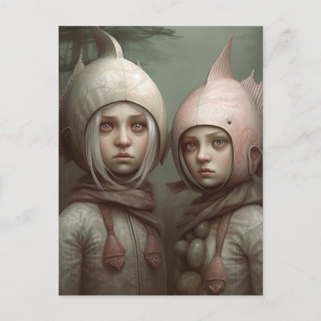 Cartão Postal Fantasia Fada Conserta Crianças Com Chapéus De Pei (Frente)