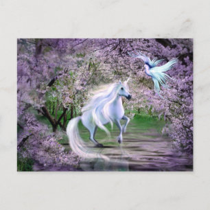 Cartão Postal fantasia primavera Unicorn