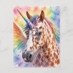 Cartão Postal Fantasia Unicórnio Surrealista Appaloosa Pegasus