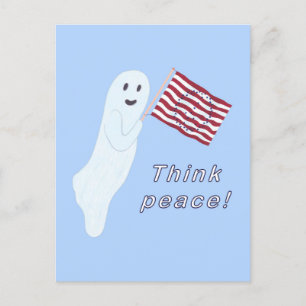 Cartão Postal Fantasma amigável segurando bandeira dos EUA com