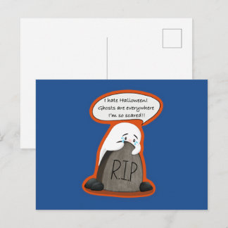 Cartão Postal Fantasma Assustado no Túmulo RIP Halloween