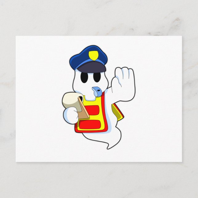Cartão Postal Fantasma como policial com Apito (Frente)