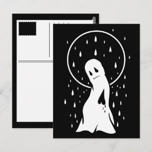 Cartão Postal fantasma de coração partido na chuva