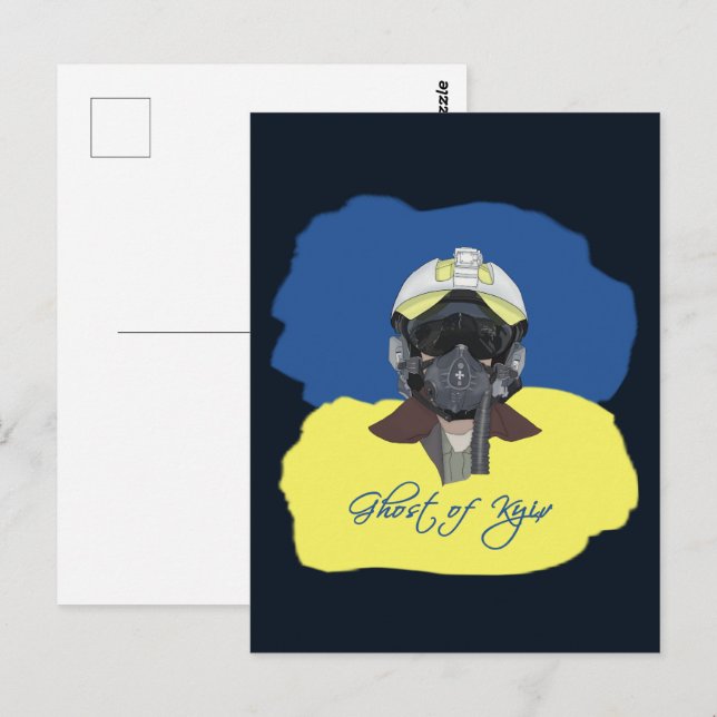 Cartão Postal Fantasma de Kiev. Piloto defensor de Kiev. (Frente/Verso)