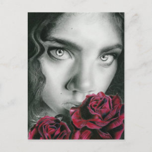 Cartão Postal Fantasma de um Cartão-postal de beleza rosa góti