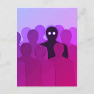 Cartão Postal Fantasma Fantástico Em Arte De Horror De Multidã