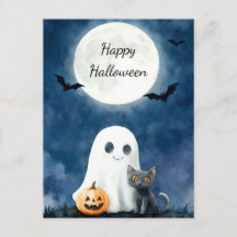 Fantasma Fofo e Halloween de Gato Preto