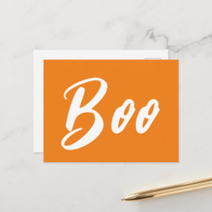 Cartão Postal Fantasma Halloween branco laranja boo texto