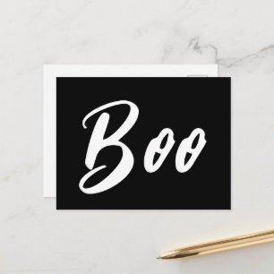 Cartão Postal Fantasma Halloween branco preto texto boo