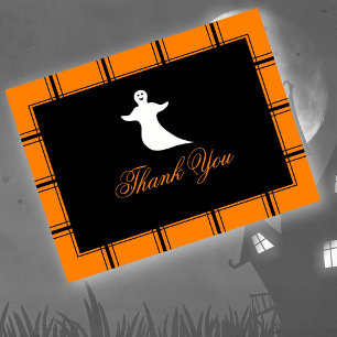Cartão Postal Fantasma, Obrigado Halloween Black/Orange
