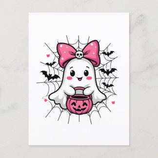 Cartão Postal Fantasma Spooky com consciência cor-de-rosa do Can