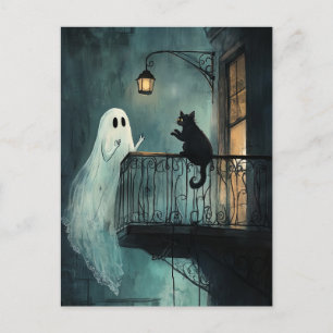 Cartão Postal Fantasma Visitante no Gato da Varanda