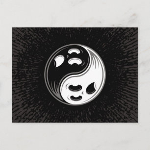 Cartão Postal Fantasma Yin Yang Black and White