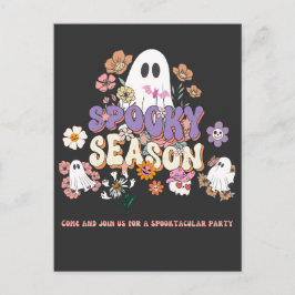 Cartão Postal Fantasmagórico Fantasma Preto Roxo Laranja Hallowe