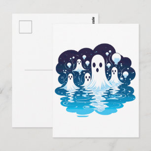 Cartão Postal Fantasmas de lençol para o Halloween