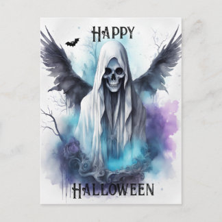 Cartão Postal Fantasmas do Halloween Místico - Arte em Aquarela 
