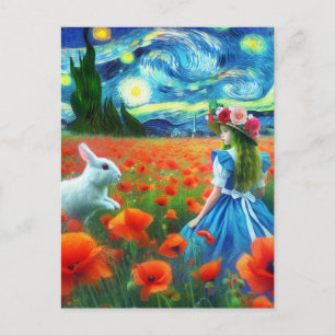 Cartão Postal Fantasy Alice e o Rabbit Enter Oz Van Gogh