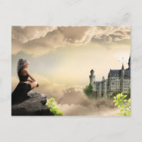 Fantasy Art Girl Ignorando Castelo Nas Nuvens