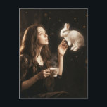 Cartão Postal Fantasy Art Surreal Tea With White Rabbit<br><div class="desc">Surreal tea with a white rabbit fantasy AI generated art</div>