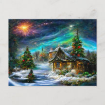Fantasy Cottage zu Weihnachten mit Christbaum