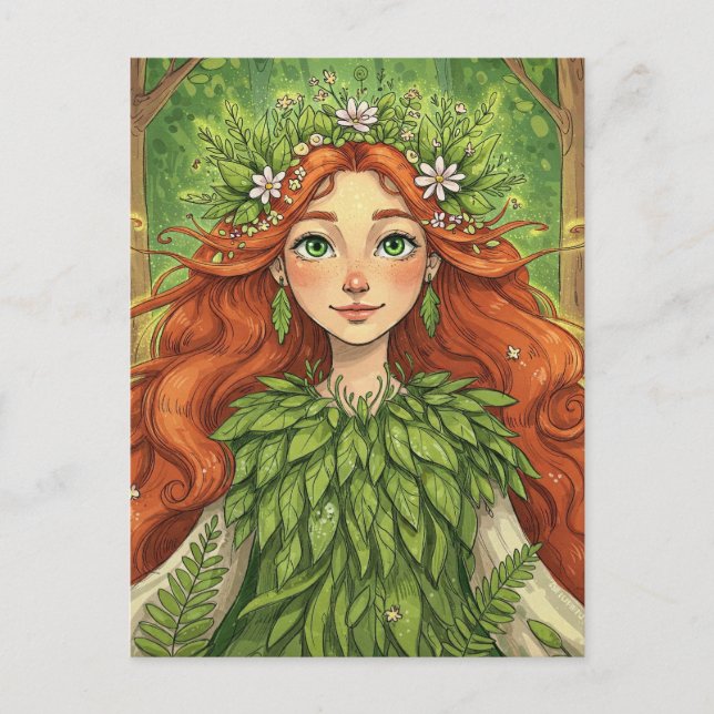 Cartão Postal Fantasy, Fada, Elf, Mavka, conto de fadas (Frente)