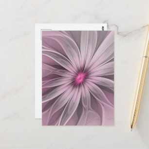 Cartão Postal Fantasy Flower Abstrato Plum Floral Arte Fractal