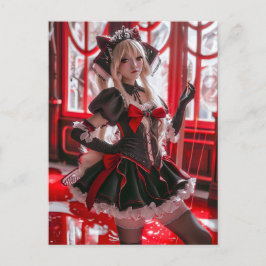 Cartão Postal Fantasy Gothic Maid com estilo Kawaii