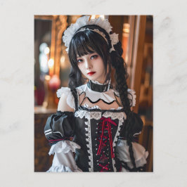 Cartão Postal Fantasy Gothic Maid com estilo Kawaii