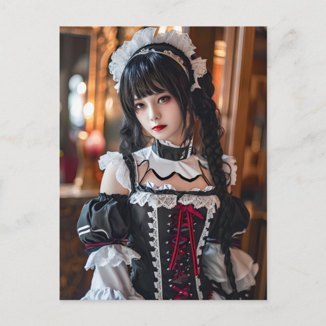 Cartão Postal Fantasy Gothic Maid com estilo Kawaii (Frente)