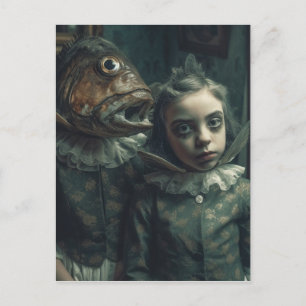 Cartão Postal Fantasy Horror Fish Twins