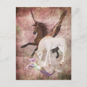 Cartão Postal Fantasy Horses