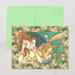 CARTÃO POSTAL FANTASY MERMAID SISTERHOOD SHARING SECRET WISDOMS
