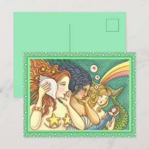 CARTÃO POSTAL FANTASY MERMAID SISTERHOOD SHARING SECRET WISDOMS