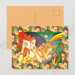 CARTÃO POSTAL FANTASY MERMAID SISTERHOOD SHARING SECRET WISDOMS