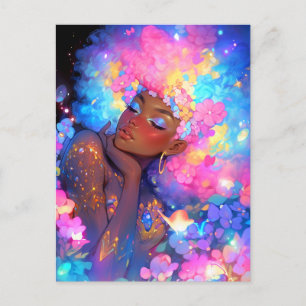 Cartão Postal Fantasy Mulher Afro-Americana Art
